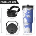 thumbnail image 4 of Floral 30oz Handheld Travel Tumbler with Handle – Double Wall Stainless Steel Insulated Cup, Flip Straw Lid, Leak-Proof & BPA-Free, Durable Hot & Cold Drink Mug,Thanksgiving, Xmas, Spring ,Flower, 4 of 6