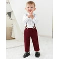 thumbnail image 3 of ZOEREA Baby Boy Outfits Suits Infant Formal Dress Clothes Gentleman Wedding Print Shirt+Beret Hat+Suspender Pants+Bowtie, 3 of 6