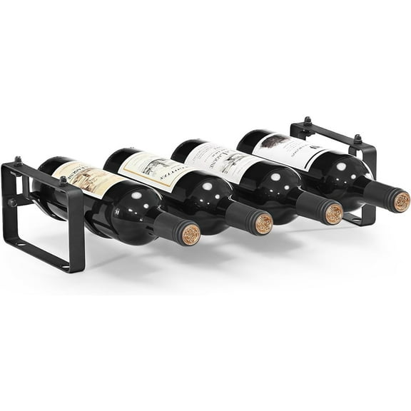 Stackable Wine Rack Countertop, 4 Bottles Wine Bottle Holder for Inside Cabinet, Small Tabletop Wine Holder Stand for Pantry Bar, 1-Tier Angle Adjustable Wine Bottle Rack for Tight Spaces