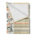 thumbnail image 2 of Flowers Soft Flannel Fleece Blanket, Pastel Toned Horziontal Striped and Vintage Floral Ornaments Composition, Cozy Plush for Indoor and Outdoor Use, 60" x 80", Salmon and Multicolor, by Ambesonne, 2 of 5