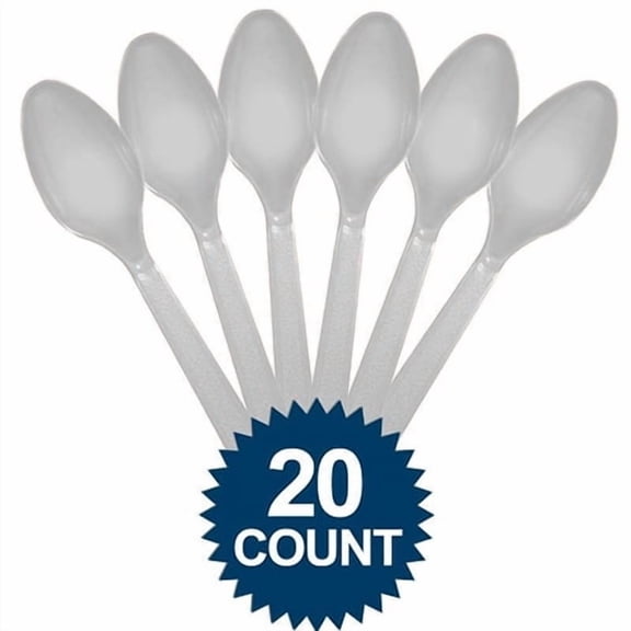 Silver Heavy Weight Plastic Spoons