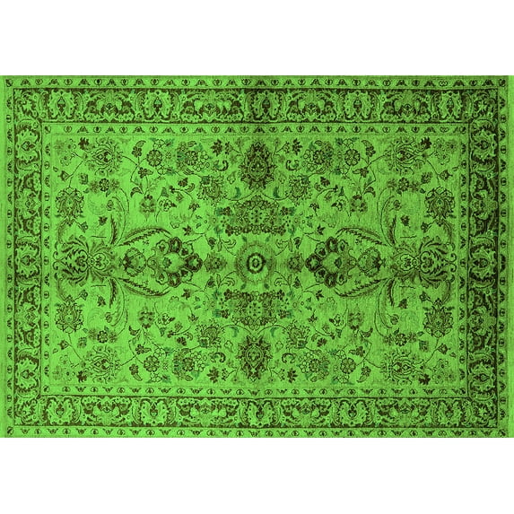 Ahgly Company Indoor Rectangle Oriental Green Industrial Area Rugs, 8' x 10'