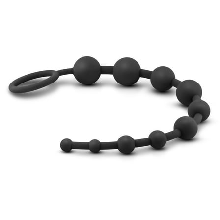 Eden Silicone Anal Beads Ultrasmooth Waterproof Flexible Design with Pull Ring for Comfortable Retrieval, Black