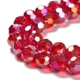 thumbnail image 3 of Transparent Glass Beads 32 Facets AB color Plated Round Cerise 10x8.5~9mm Hole: 1.6mm about 67pcs/strand 23.62''(60cm), 3 of 4