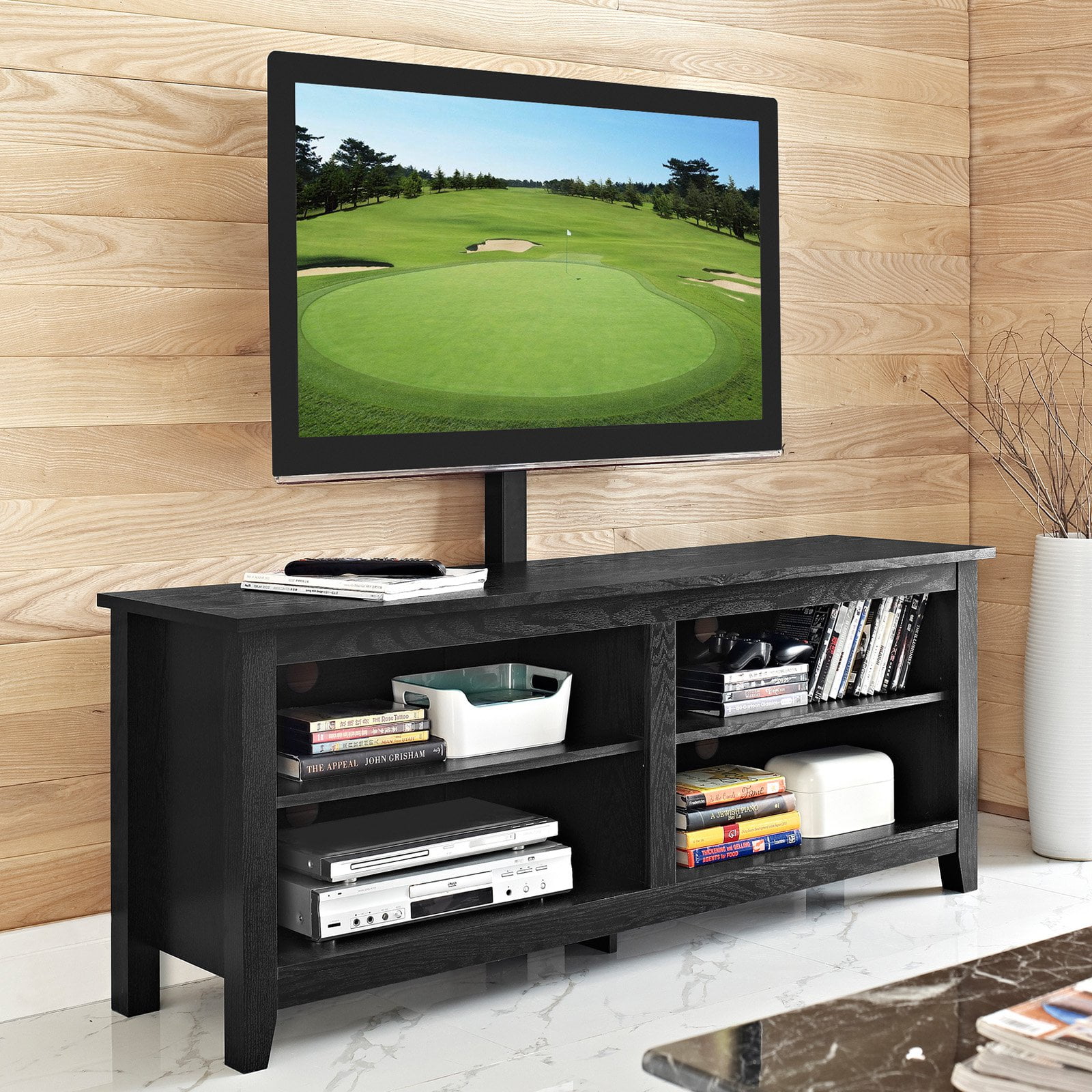 Manor Park Wood Media Storage Tv Stand With Mount For Tvs Up To 65