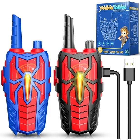 Rechargeable Walkie Talkies Toys for Kids for Boys Ages 3 4 5 6 7 8 9 10 Kids Walkie Talkies 2 Pack Outdoor Hiking Toy for 5-7 Year Old Boy Birthday Gift for Boys Stocking Stuffers