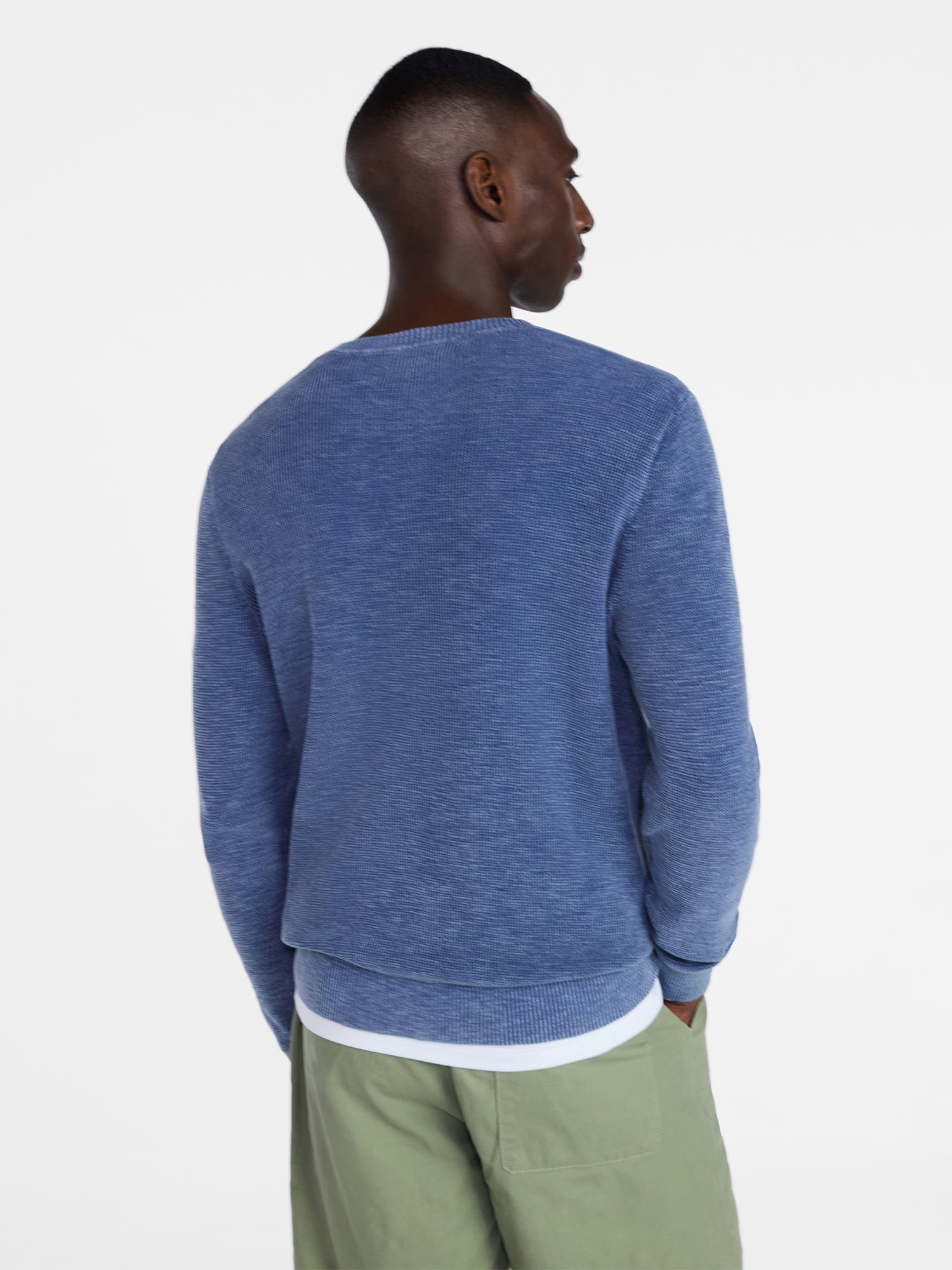 George Men's and Big Men's Cotton Slub Sweater with Long Sleeves, Sizes S-3XL