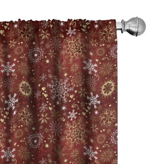 Ambesonne Winter Curtains, Vintage Xmas, Pair of 28"x95", Vermilion Yellow White