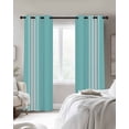 thumbnail image 3 of Aqua Striped Blackout Curtains 63 Inches Long for Bedroom, Luxurious White Stripes Modern Abstract Art Thermal Insulated Room Darkening Black Out Window Curtain Panels Grommet Drapes for Living Room, 3 of 8