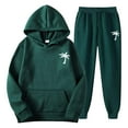 thumbnail image 6 of Valora Men's Suits Product Category Male Casual Solid Two Piece Hooded Sports Suit with Pocket Raglan Sleeve Hoodies Drawstring Pant Set Green M, 6 of 6