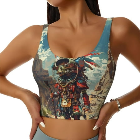 Sports Bra for Women  Tribal Futuristic Warrior Sports Bras for Women High Support  Workout Yoga Tank Tops Woman With Removable Cups