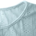 thumbnail image 6 of Amzcrzy Summer Tops for Women Casual Solid Color Short Sleeve Women's Tops Fashion Button Down Crew Neck T Shirts Breathable Eyelet Beach Vacation Going Out Tops 2XL, 6 of 7
