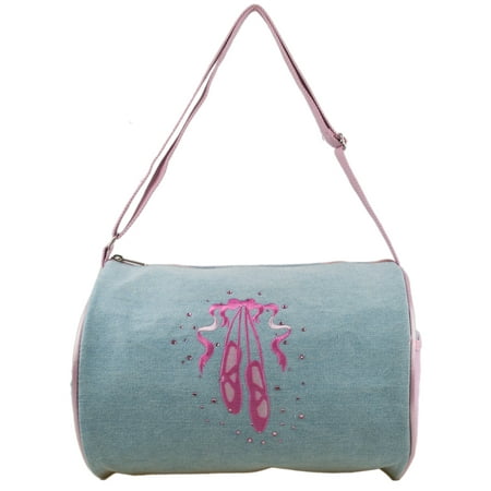 1perfectchoice Gymnastics S Denim Ballet Shoe Embroidered Tote Duffel Duffle Bag Rhinestone