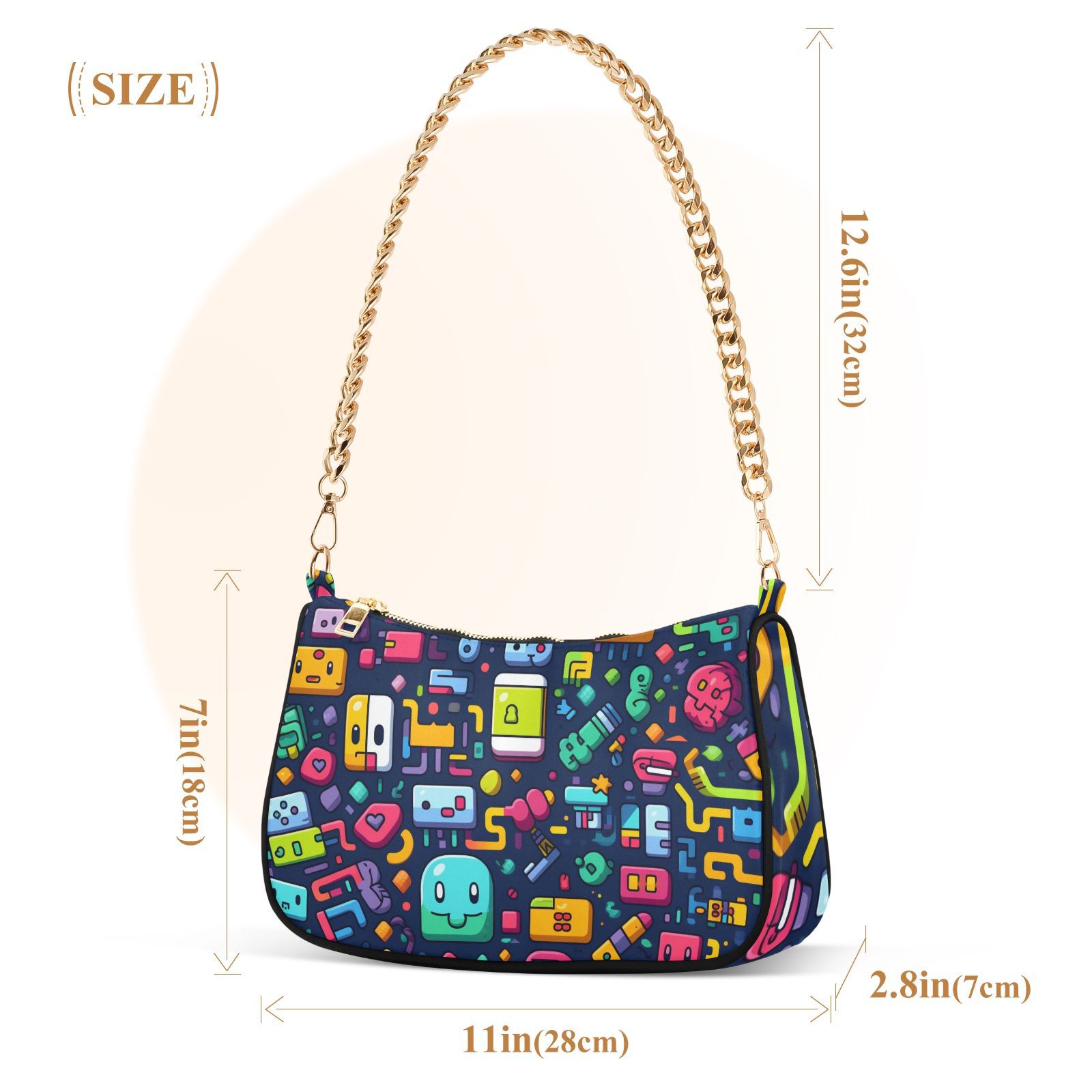 Robots AliensWomen Small Shoulder Bag Crossbody Tote Hobo Bags Purse Clutch Handbags with Chain Strap for Women