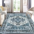 thumbnail image 3 of ZACOO 9' x 12' Large Area Rug for Living Room Bedroom Machine Washable Rug Non-Slip Low Pile Soft Rug Dark Brown Gray Green, 3 of 8