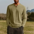 thumbnail image 2 of Inglocry Men's V Neck Long Sleeve Shirts Casual Henley Cotton T-Shirts Slim Fit Longline Tee Shirts Khaki S, 2 of 4