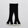 thumbnail image 2 of ZACPNCV Girls Ribbed Knit Flare Pants Elastic Waist Lace Trim Bootcut Bell Bottom Trousers Casual Stretch Leggings for Little Girls 5-6Years Black, 2 of 3