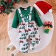 thumbnail image 4 of My First Christmas Baby Boy Outfit Long Sleeve Romper + Printed Suspender Pants + Santa Hat 3 Piece Clothes Set 0-18 Months Kaprioy Baby Boy Clothes, 4 of 7