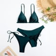 thumbnail image 2 of DGMIOCS Women's Ruffled Bikini Two Piece Bathing Suit Dark Green S, 2 of 7