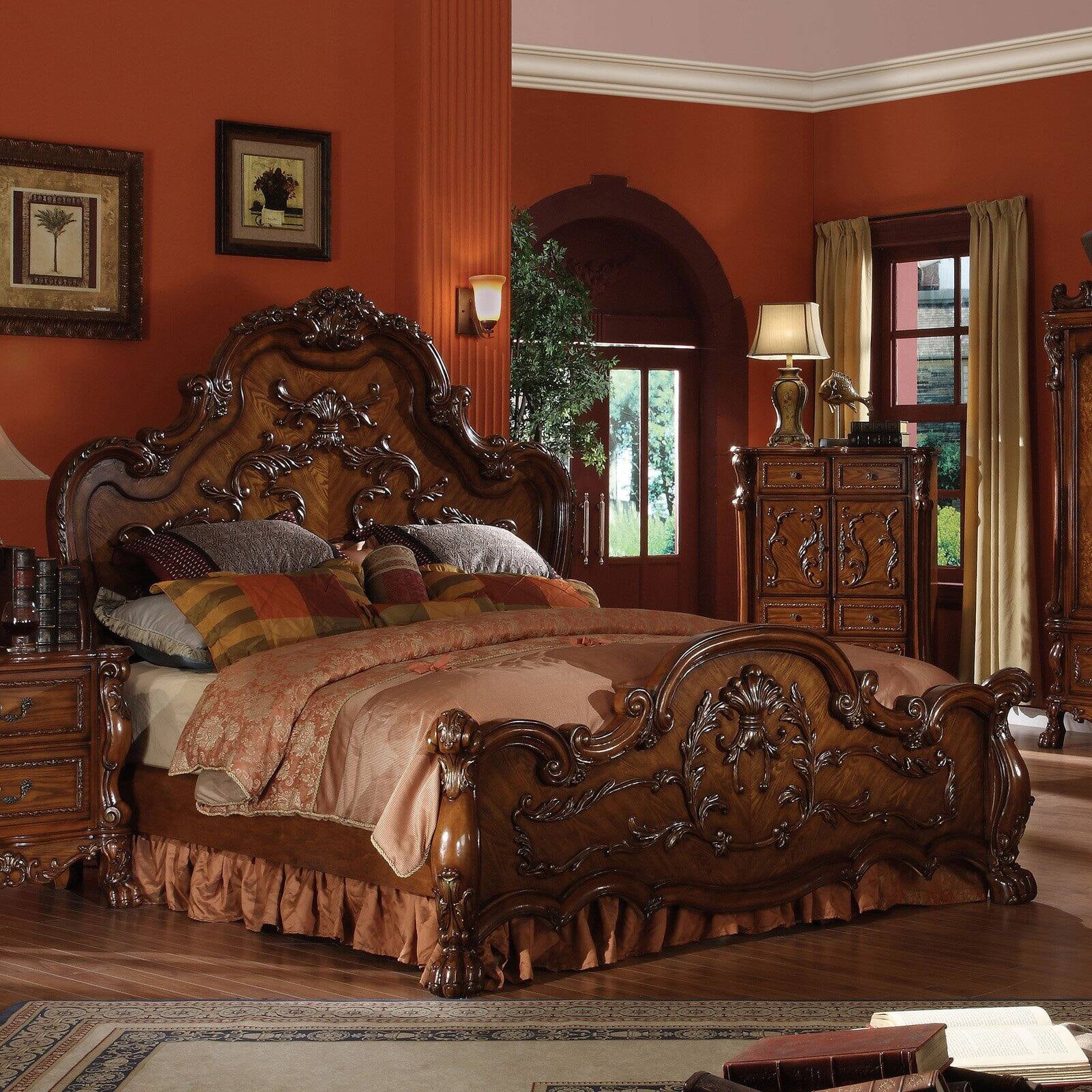 ACME Dresden Queen Bed, Cherry Oak - Walmart.com