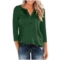 thumbnail image 2 of Women 3/4 Sleeve V Neck Button Down Shirt Business Casual Cotton Dressy Blouse Summer Office Outfit 2025, 2 of 7