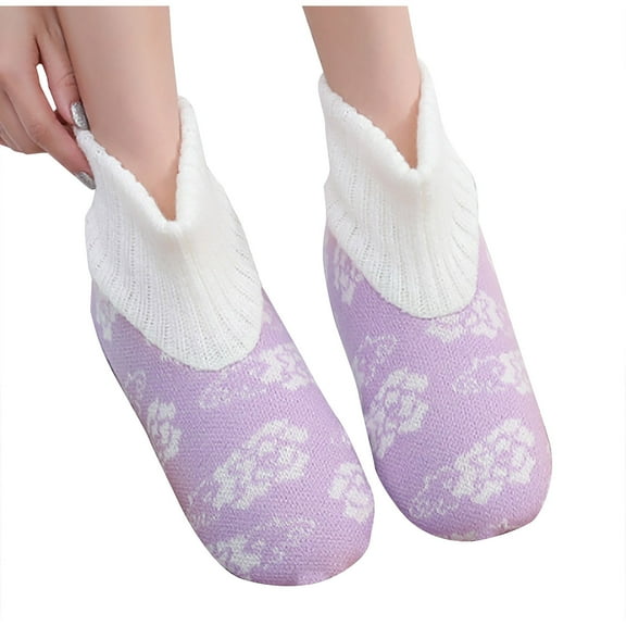 XuJwPNcy Women's Soft per Socks with Thick Warm Cozy Fleece Lined Ankle Socks Cable Knitted Winter pers