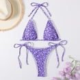 thumbnail image 5 of Puntoco Women Swimwear clearance Women Small Fresh Floral Fluorescent Color Printing Split Bikini Set Swimwear Purple 4(S), 5 of 9