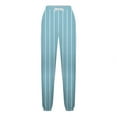 thumbnail image 5 of Women's Sweatpants Striped Print Casual Loose Drawstring Elastic Waist Wide Leg Jogger Pants With Side Pockets (2XL, Light Blue), 5 of 5