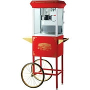 Great Northern Popcorn Red 8oz Antique Style Popcorn Popper Machine w/Cart, 8 Ounce