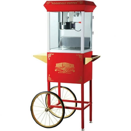 Great Northern Popcorn Red 8oz Antique Style Popcorn Popper Machine w/Cart, 8 Ounce