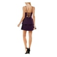 thumbnail image 2 of CITY STUDIO Womens Purple Stretch Zippered Darted Laced Back Glitter Sheer Spaghetti Strap V Neck Short Party Fit + Flare Dress 13, 2 of 3