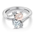 thumbnail image 3 of Gem Stone King 1.55 Cttw Rose Rose Quartz Ring for Women | 925 Sterling Silver | Heart Shape 6MM | Gemstone Birthstone | Wedding Engagement Anniversary Promise Ring for Women, 3 of 6