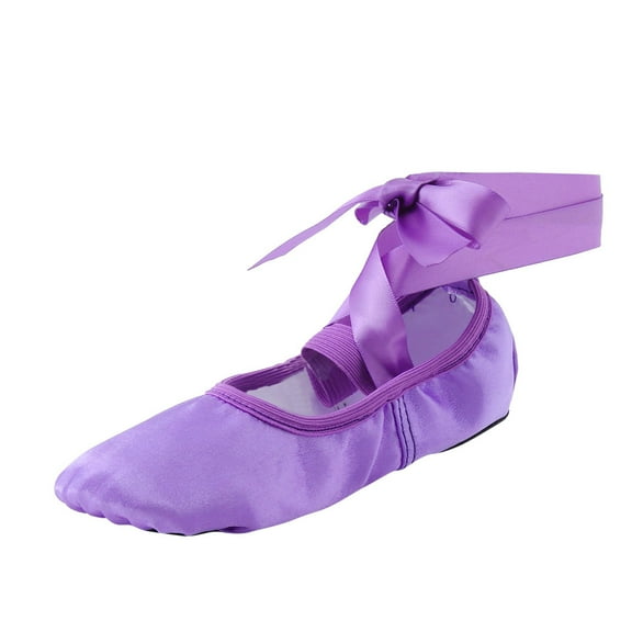 YunPes Girls Satin Ballet Slippers Elegant Ribbon Tied Slip-On Dance Shoes Soft Comfy Stage Performances & Ballet Training