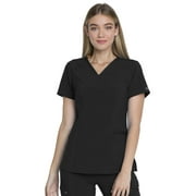 Dickies EDS Essentials Medical Scrubs Top for Women V-Neck DK735, M, Black