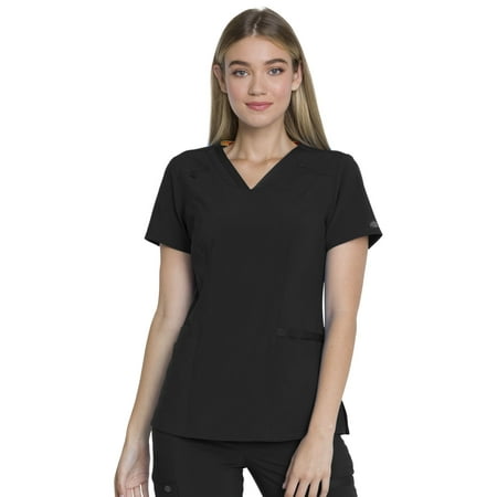 Dickies EDS Essentials Medical Scrubs Top for Women V-Neck DK735, M, Black