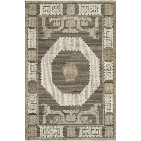 SAFAVIEH Kenya Ivonette Geometric Area Rug, Ivory/Brown, 5' x 8'