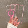 thumbnail image 2 of Dteck Magnetic Case for iPhone 16 Plus, Compatible with MagSafe, Shockproof Protective Bumper Phone Case for iPhone 16 Plus,Pink-Clear Back, 2 of 7