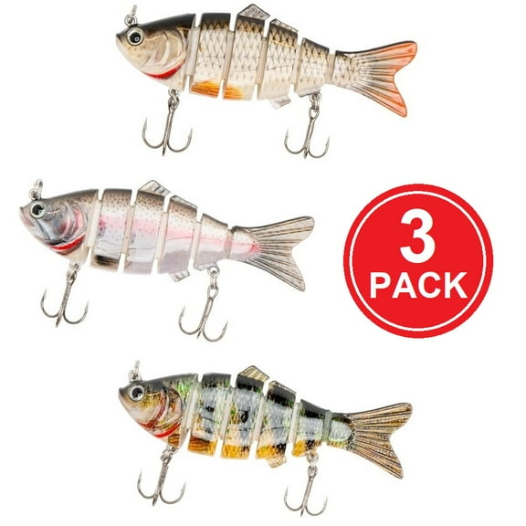 Multi Jointed Bait 6-Segment Fishing Lures Swimbait Bass Tackle 3 PCS / 3 COLORS