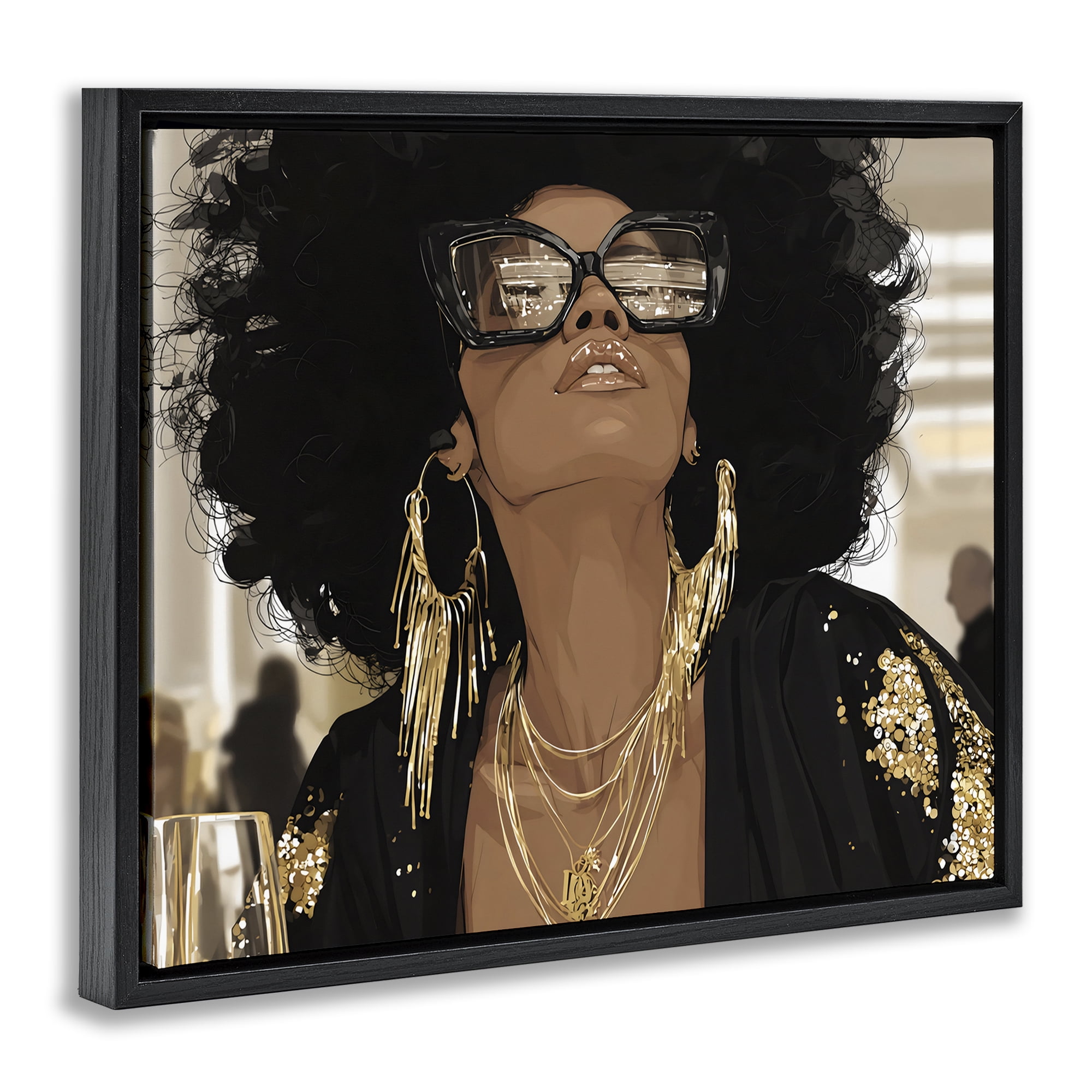 Stupell Industries Full Of Confidence Beautiful Woman Black Framed Floater Canvas Wall Art, design by Franklyn Gregory