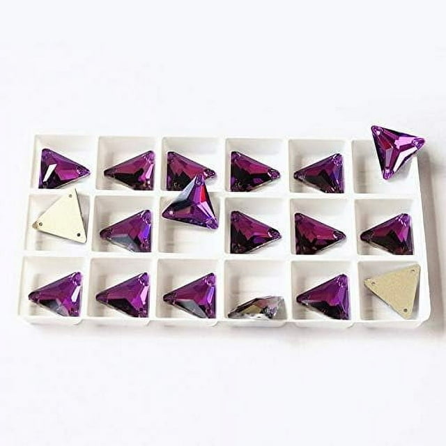 ZOUSSIQI Rhinestone Triangle Flat Back Crystal Glass NO Hotfix Sew On Rhinestones Crystal for Decoration Dress Clothing Jewelry Accessories - (Color: Amethyst/Size: 12mm-56pcs) CA919-42125