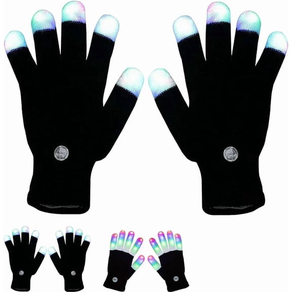 Flashlight Gloves, Finger Gloving Light Gloves, 7 Colors LED Rave Gloves for Adult Teens Light Shows, Raves, Festival, Party