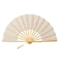 thumbnail image 2 of Abbraccia Chinese Foldable Fan Portable Vintage Dancing Props Fan for Birthday Dance Party Beige, 2 of 10