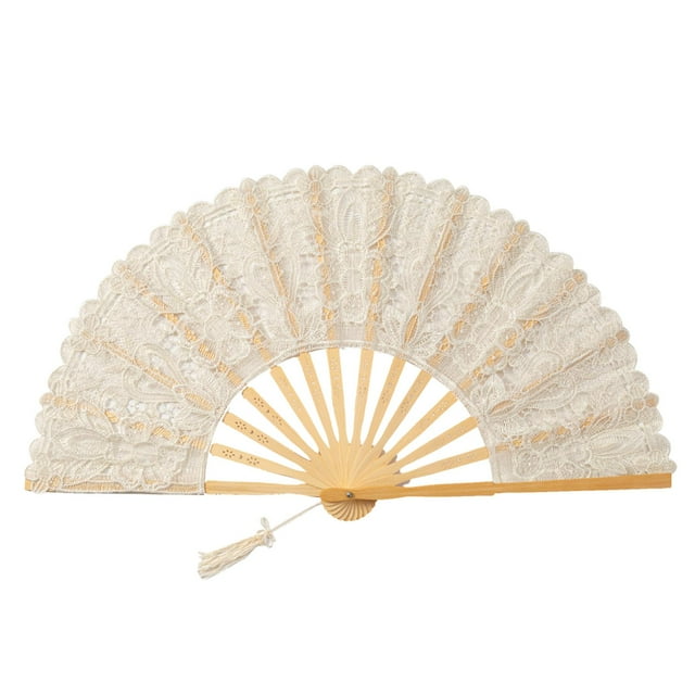 Abanico plegable chino, regalo para mujer, estilo chino, abanico de mano para bailar en fiestas de té. Beige