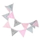 thumbnail image 4 of Banderines de cumpleaños para fiestas infantiles, banderines de algodón, decoración de pared para niños, color rosa, plateado, floral Jumpingount HA6324-06B, 4 of 6