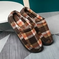 thumbnail image 4 of Men's Cozy Memory Foam Slippers Plaid Clog House Slippers Slip On House Shoes Indoor Outdoor with Non Slip Sole Size 13-14, Brown, 4 of 8