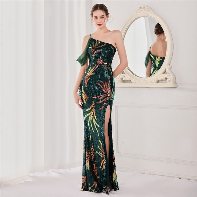 Vestido de lentejuelas con volantes, vestido de fiesta de hadas, vestido de noche, vestido largo sexy, vestido de novia