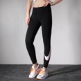 thumbnail image 3 of Pantalones Nike de algodón originales para mujer, nuevos pantalones de yoga y fitness, mallas casuales para correr, pantalones de entrenamiento de nueve puntos 806928-010, 3 of 5