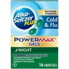 Alka-Seltzer Plus Maximum Strength Cold & Flu Medicine, Night, Powermax Liquid Gels, 16 Count