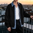thumbnail image 5 of Cavosen Jackets for Men Long Sleeve Lapel Button Down Loose Jacket Solid Casual Lightweight Fall Outfits, 5 of 8