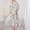 thumbnail image 3 of KLL Hippos Driving A Car Print Women's Long Sleeve Pajamas with Pants Sleepwear Loungewear 2 Set-Large, 3 of 8